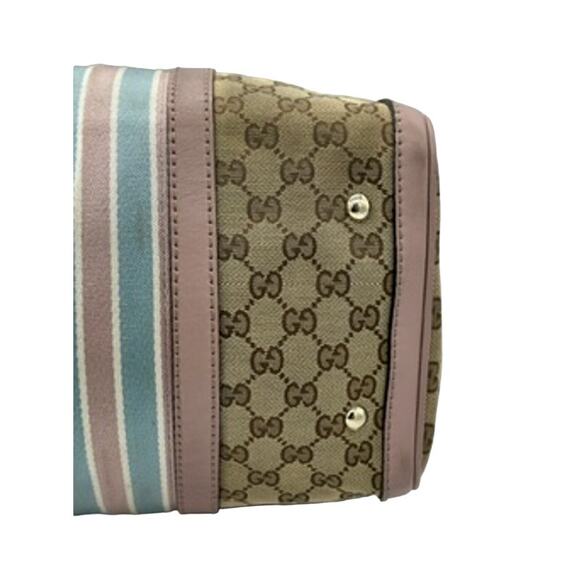Gucci GG Monogram Vintage Web Medium Boston Pink Blue*AWESOME 2-WAY! - Picture 11 of 16